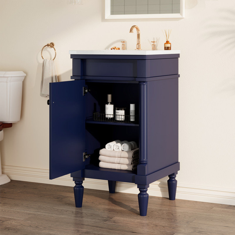 19'' Single Bathroom Vanity with Engineered Stone Top, Blue