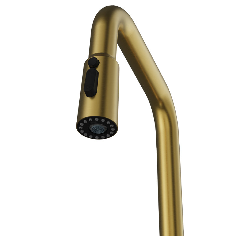 Karran Stalbridge Single Handle Pull-Down Sprayer Kitchen Faucet in Spot-Free, Brushed Gold