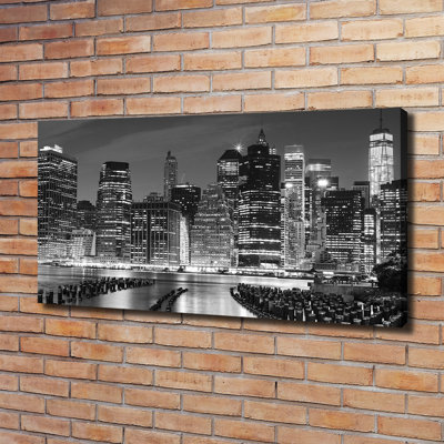 Manhattan By Night - Wrapped Canvas Print