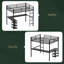 Lit mezzanine double avec bureau et tablettes ouvertes, cadre de lit en métal robuste avec garde-corps et échelle de sécurité, lits mezzanine avec bureau en L