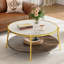 Table basse moderne à 2 niveaux avec plateau en verre