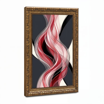 Walnut Gold Framed，Canvas Wall Art for Living Room, Bedroom, Office or Entryway – Decorative Wall Decor with Abstract Waves