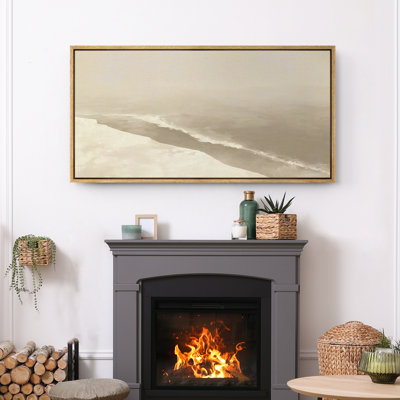 Large Framed Canvas Print Wall Art - Neutral Abstract Beach Landscape Print for Modern Home Decor