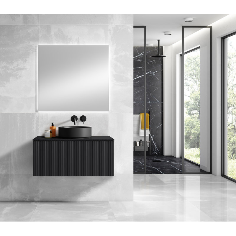 Lucena Bath 14.5'' Ceramic Circular Bathroom Sink, Black
