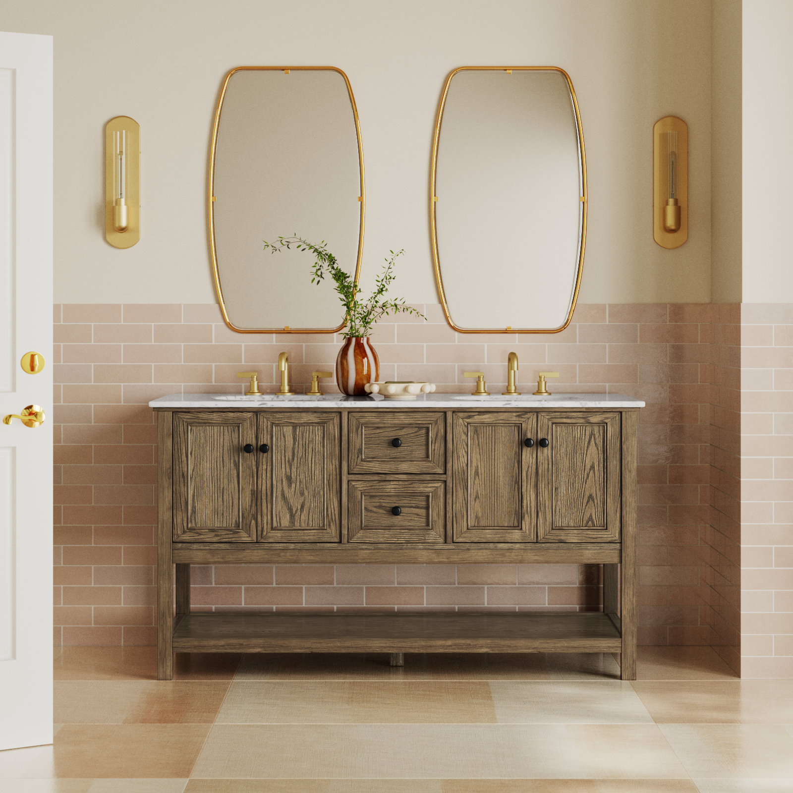 Bonsai 60'' Double Bathroom Vanity, Drift wood