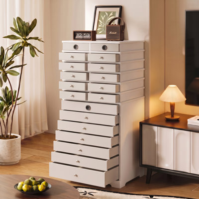Armoire à bijoux de 120 cm de hauteur, meuble de rangement à 19 tiroirs, organisateur de bijoux moderne autoportant avec design détachable