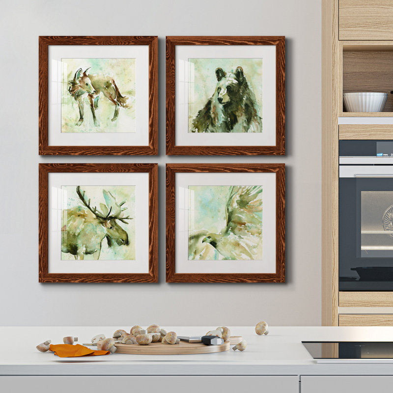 On Second Thought - Ensemble de 4 peintures sur toiles encadrées, H 27,5 po x l 110 po x P 1,5 po