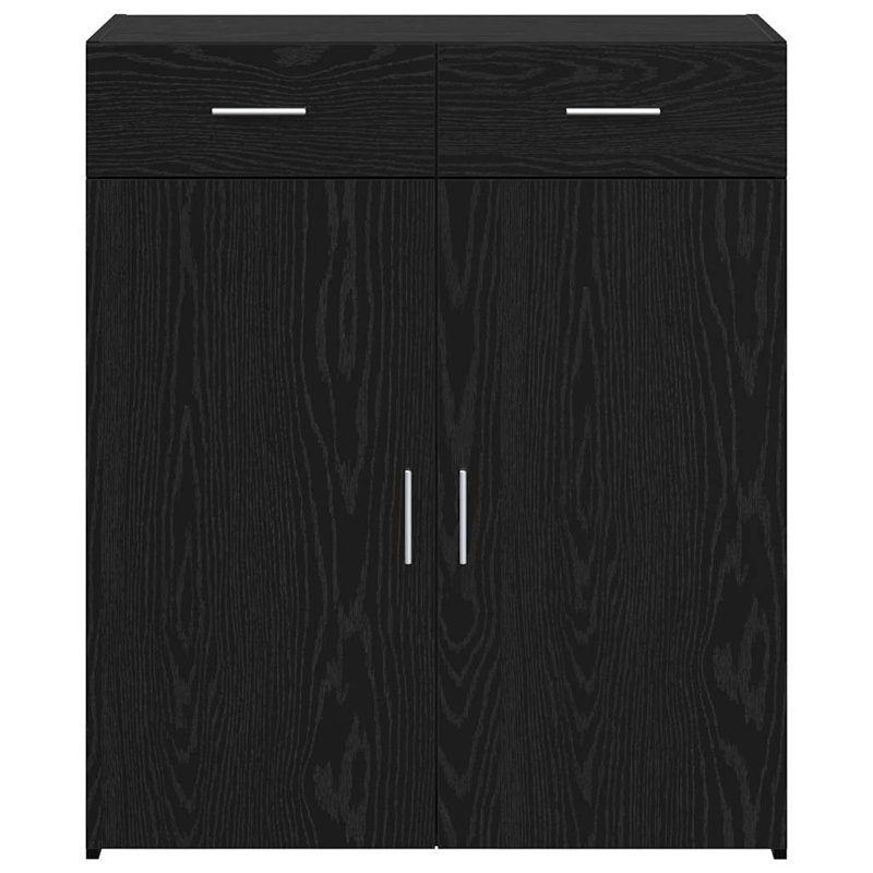 Storage Cabinet 80X42.5X93.5 Cm Engineered Wood, Black Oak