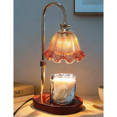 Lampe de bougie avec gradateur à intensité variable: Cadeaux d'anniversaire pour les femmes et les cadeaux de la Saint-Valentin - Cadeaux de lampe de bougie à hauteur réglable pour maman - Décoration intérieure, base en bois de noyer massif, avec 2 ampoules