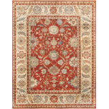 Melody Hand Knotted Wool Oriental Area Rug in Rust/Ivory