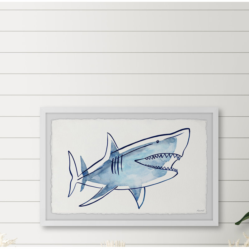 'Shark Outline' Framed Print, 8" H x 12" W x 1.5" D
