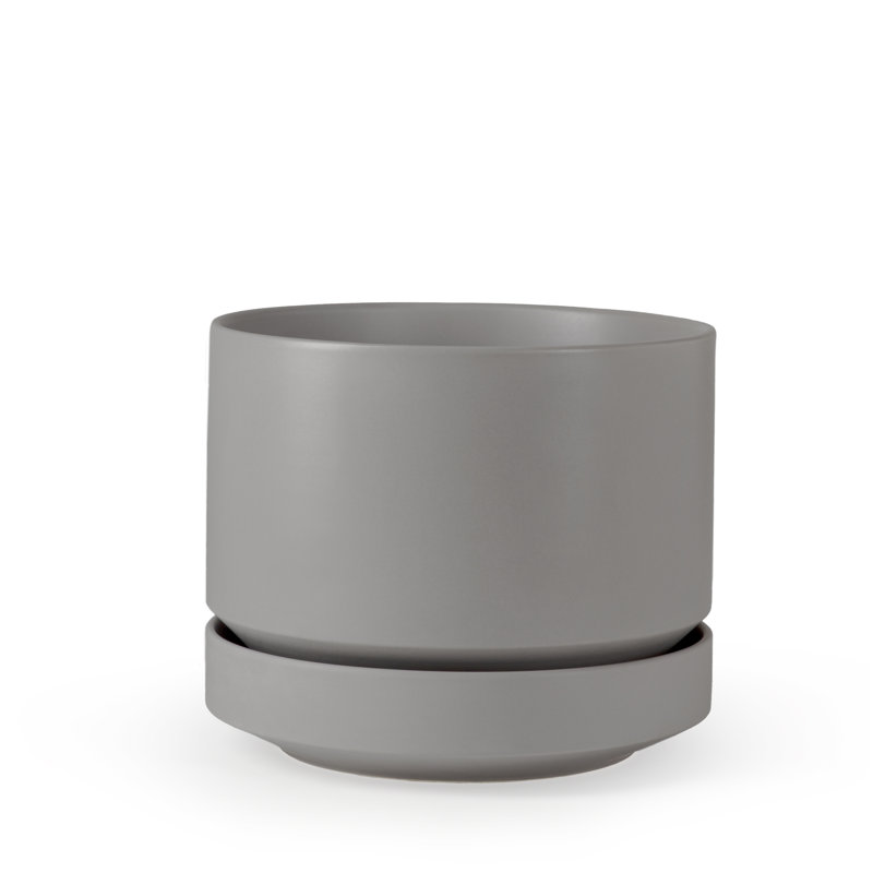 Byer Handmade Ceramic Pot Planter, Gray, 7.5" H x 8.75" W x 8.75" D