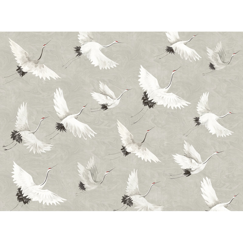 Crane You Later Dove Grey Washable Wall Mural