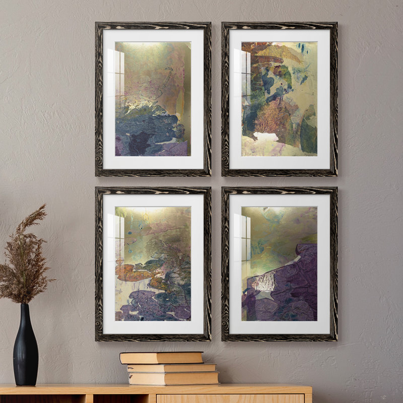 «Monet's Landscape I», ensemble de 4 reproductions de cadres photo, H 37,5 po x l 110 po x P 1,5 po, Noir