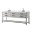 Meuble-lavabo double en chêne blanc 80 po X P 22 po D, dessus en quartz blanc et ensemble de robinet