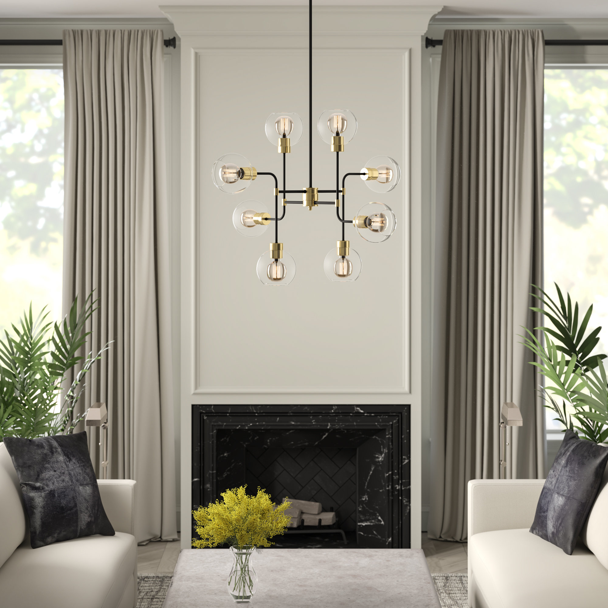 Corrigan Studio Marisha 8-Light Sputnik Modern Linear Chandelier ...