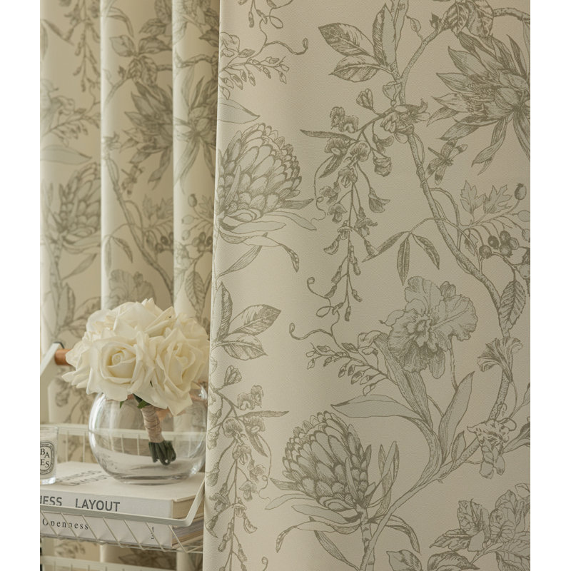 Ella Room Darkening Curtain Panel Pair, 50" W x 90" L, Warm Ivory/Light Sage with Taupe Tone
