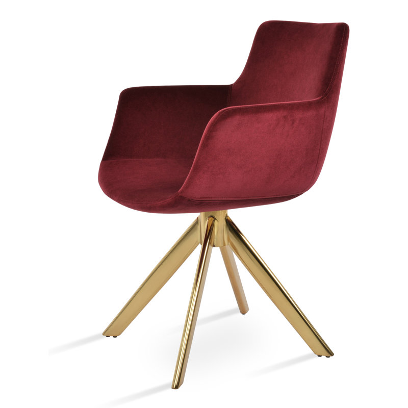 Chaise avec accoudoirs à dossier rembourré Bottega, Cerisier, Noir