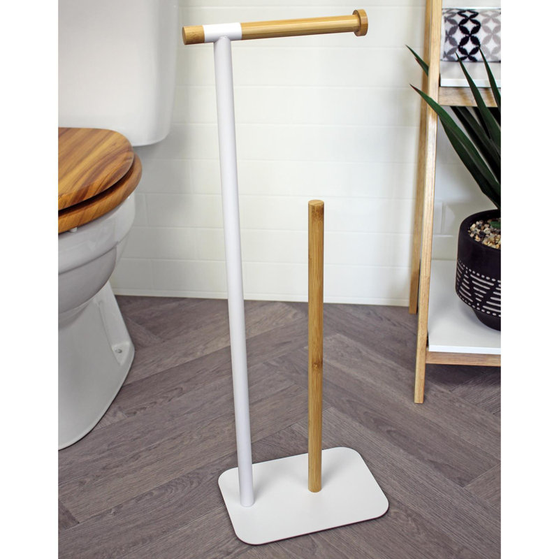 Richae Free Standing Toilet Paper Holder, White
