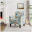 Chaise d'appoint Barnet en bleu pastel et floral gris avec pieds en bois massif-132760925
