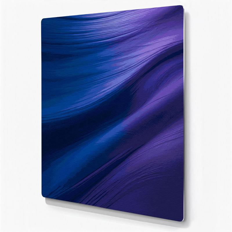 Abstrait couleur champ 10 bleu art mural en métal, H 11 po x l 14 po