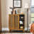 Stylish Cabinet With Adjustable Shelf & Solid Wood Base For Entryway - Tone Elegant Bathroom Feet Storage Hue-455796487