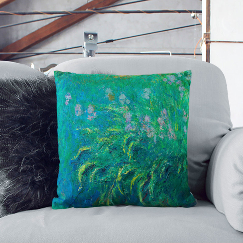 Irises Floral Square Throw Cushion, 40cm H x 40cm W x 15cm D
