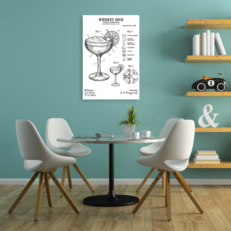 Whiskey Sour Brevet Art, rétro classique, impression d'art rétro cerisier, 36" H x 24" W