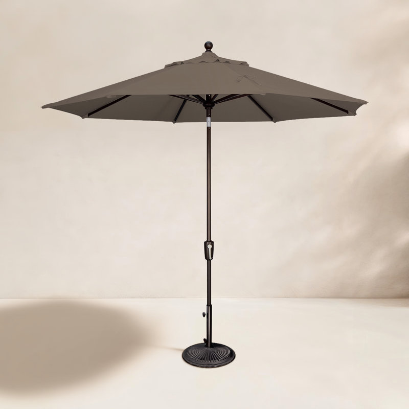 Canela 108'' Market Olefin Umbrella, Taupe Canvas, Canvas Black