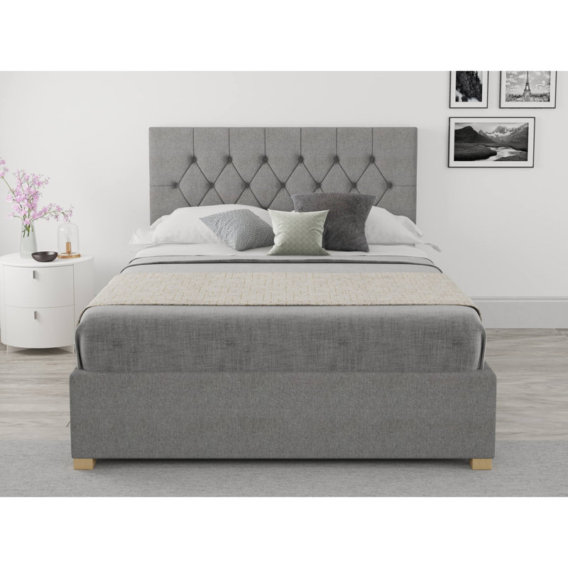 Swanley Upholstered Ottoman Storage Bed, Small Double (4'), Grey