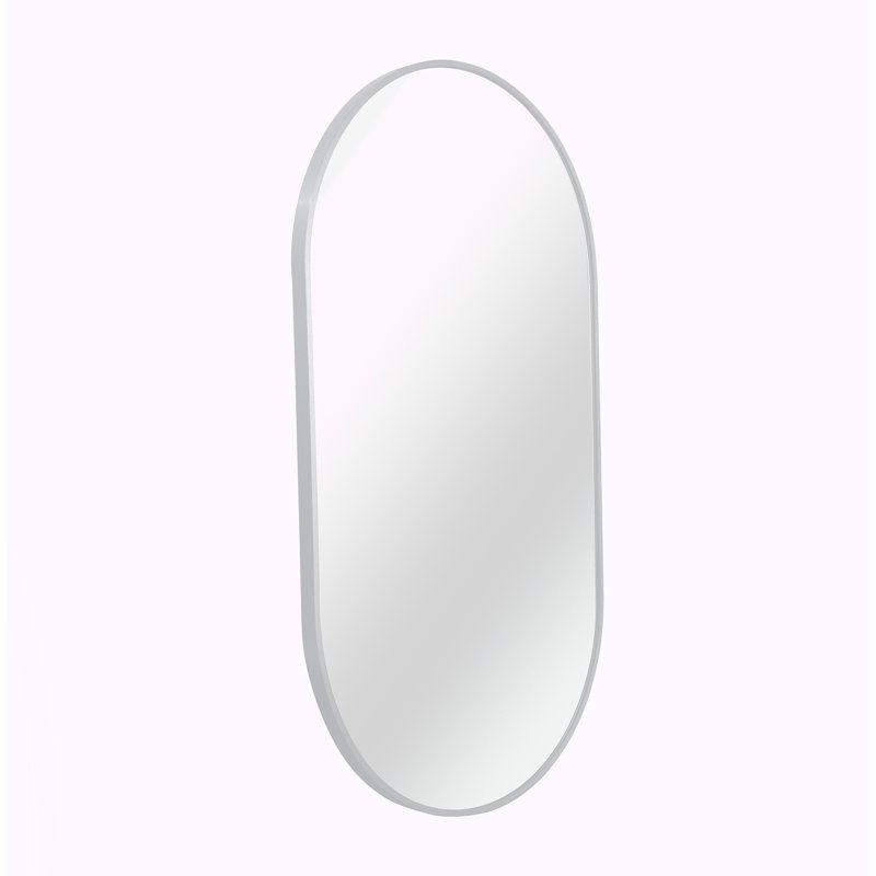  Miroir ovale en métal, Argent argent, 33 po x 20 po