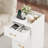 Kids Bedroom Set: LED Canopy Bed Frame with Charging Ports + 2 Nightstands with Outlets & Drawers (Creamy White, T Sizes)-1357431588-1346337845