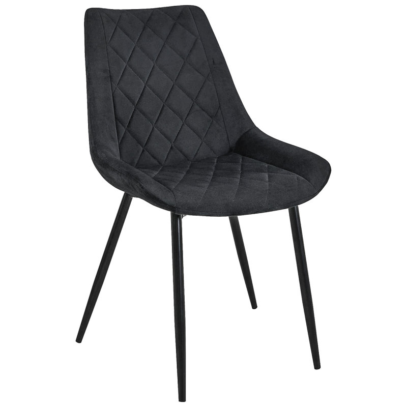 Kimballton 46cm H Tufted Velvet Upholstered Upholstered Back Side Chair in Black
