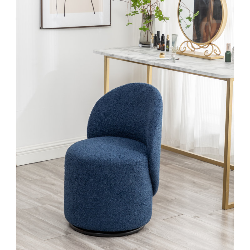 Annielise Upholstered Swivel Barrel Chair, Blue 100% Polyester