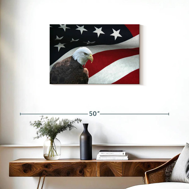 Brampt US Flag And The Bald Eagle, 20" H x 30" W