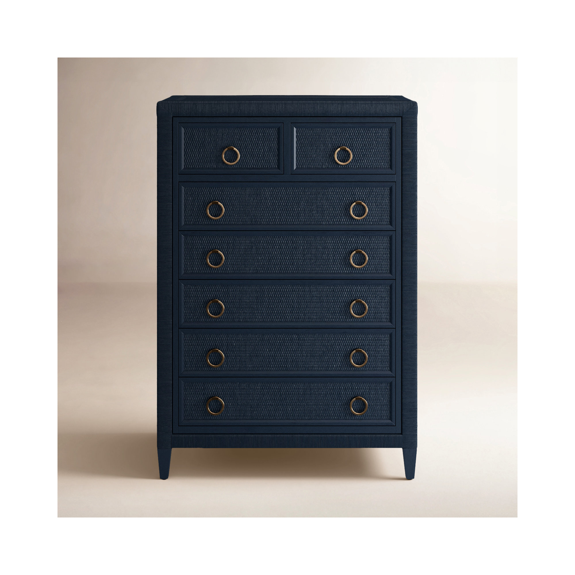 Warwick 7 Drawer Wicker Chest, Pumice, Satin Nickel