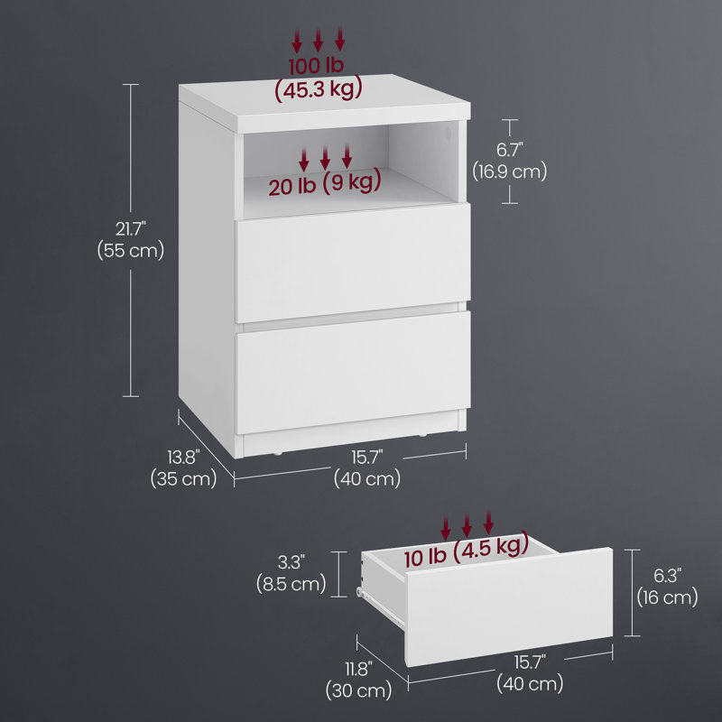Keyle Nightstand with Adjustable LED Light