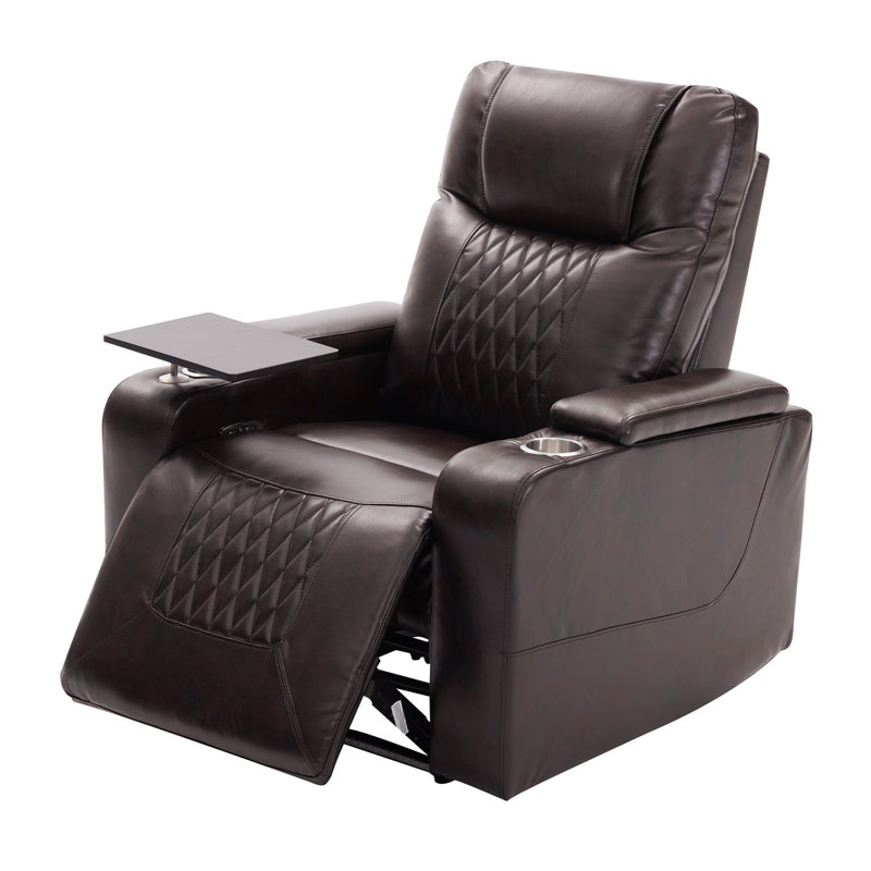 Comfortable Recliner Chair with USB Port and Hidden Storage for Relaxation, Brown