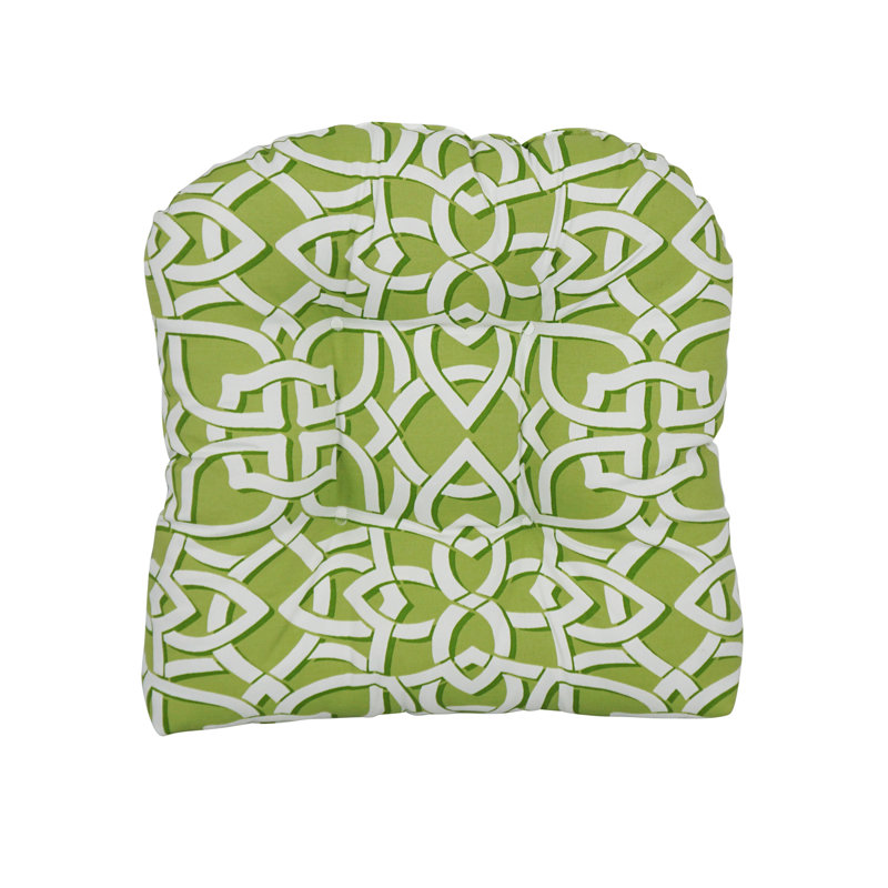 Outdoor 5'' Seat Cushion, Green/White