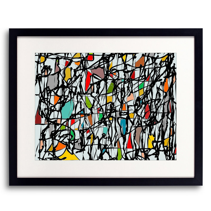 Pollock Wink Print by Angel Estevez, 26" H x 32" W x 1.25" D, White, Black Single Picture Framed Paper