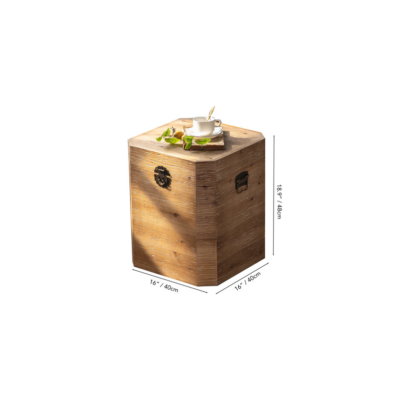 Square Natural Wood Side Table