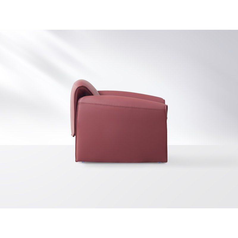 Fauteuil club Eldert, Similicuir rouge vin