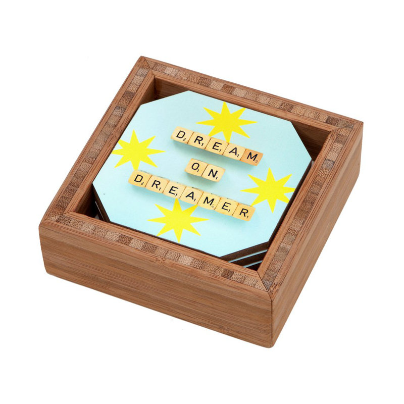 Wood 4 Piece Coaster Set
