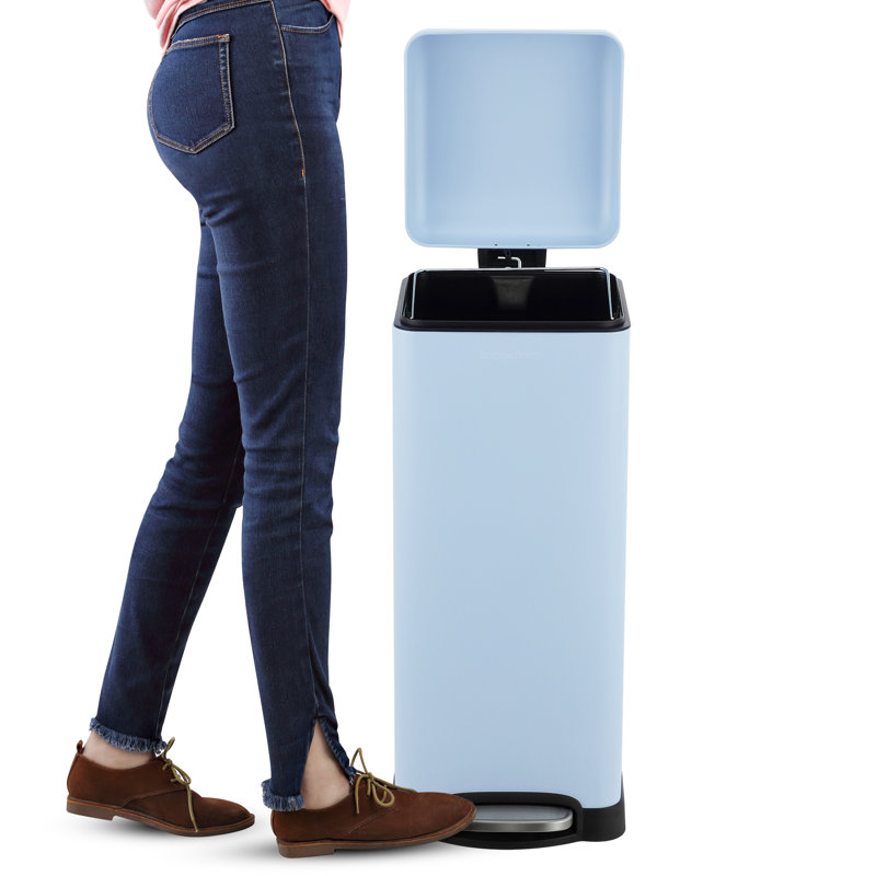 Poubelle à pédale Betty Retro Steel, Marée, bleu piscine, 8 gallons