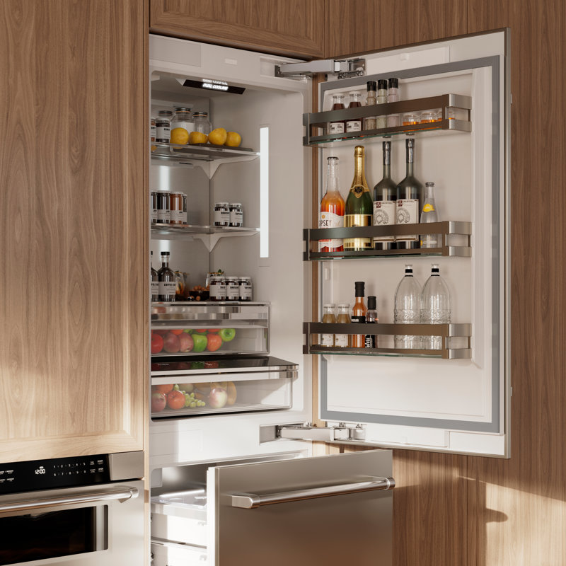 ZLINE 30 Autograph Edition 16.1 cu. ft. Built-in 2-Door Bottom Freezer Refrigerator with Accent, Stainless Steel