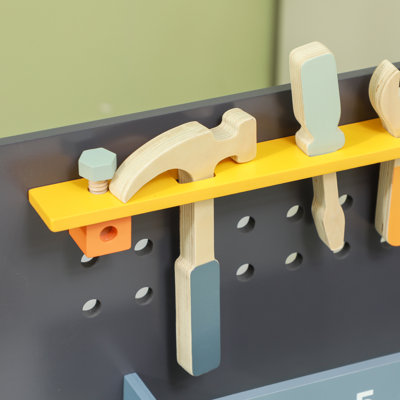 Qaba Toddler Tool Set, 49 Piece Kids Tool Bench Workbench Playset for 3-6