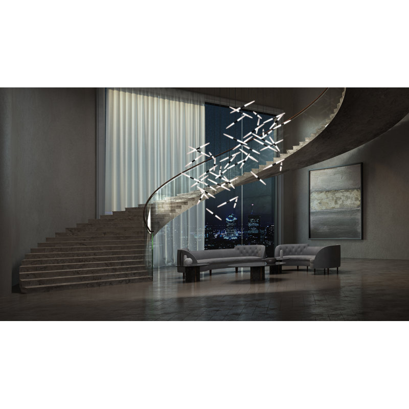 Luminaire suspendu géométrique à 24 lumières Ballet, Noir satiné