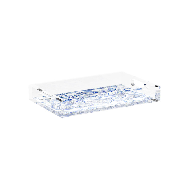 Royal Delft William Mary Blue Acrylic Rectangle Decorative Tray, 12.5"W x 7.75"D x 2"H