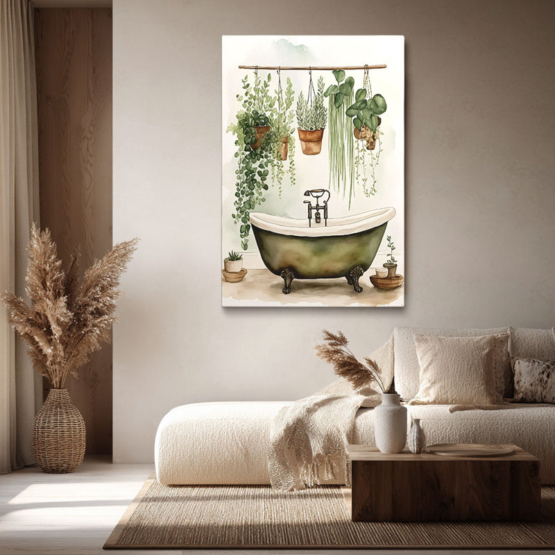 Cadre mural tendu pour salle de bain Boho, 24*16 inch (60*40*2cm)