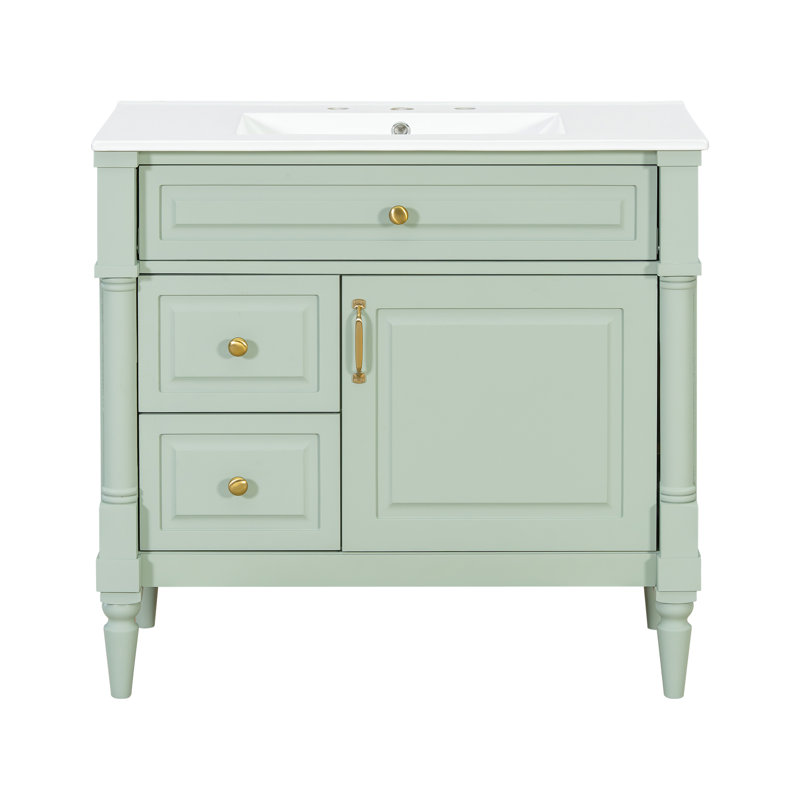 36 Inch Bathroom Vanity With Sink,Green, Green